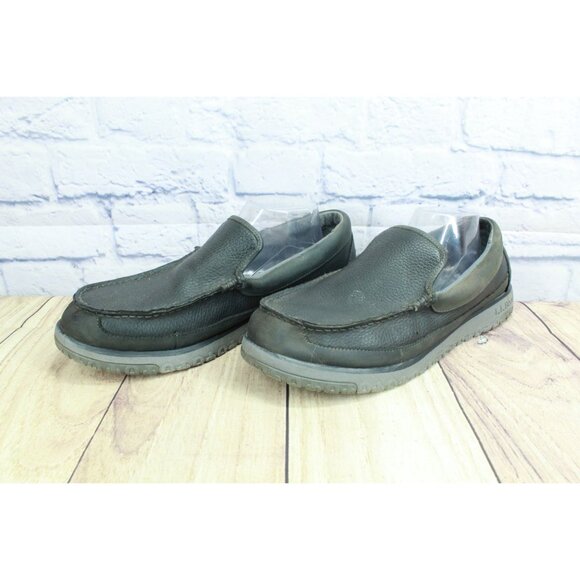 LL Bean All Week Slipper Mocs Shearling Lined Black Leather Size 11 M - Picture 2 of 9